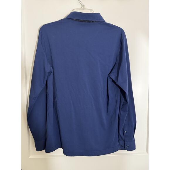 Veboon Polo Shirt Sz S Blue Long Sleeves Stretch Casual Gorpcore Comfort - Picture 5 of 12